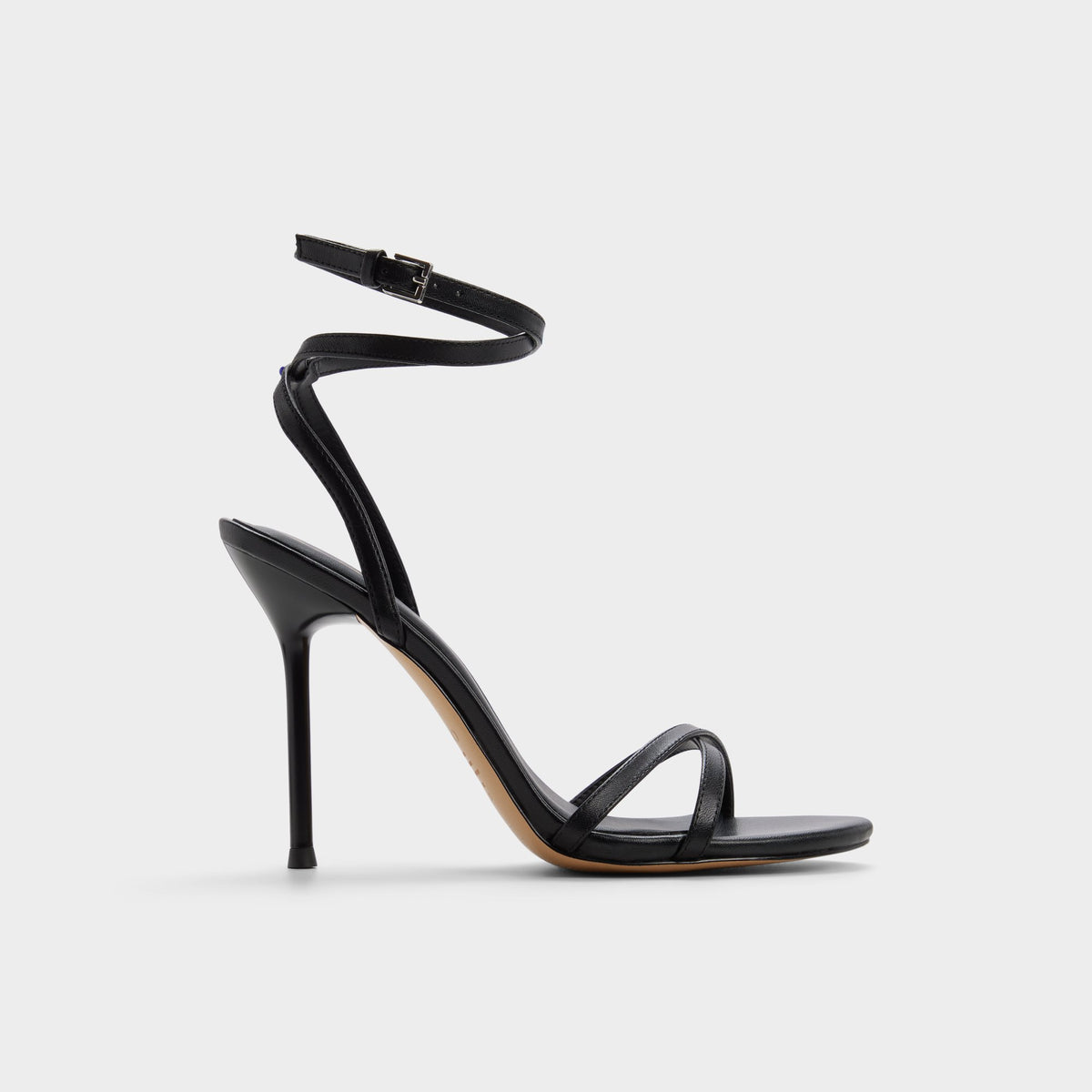 Main View of Other black Manaelion Strappy heeled sandal for Womens