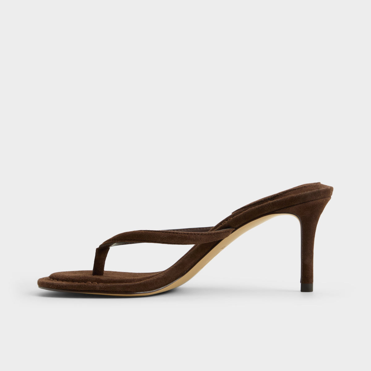 Side view of Dark brown Skipp Heeled flip flop