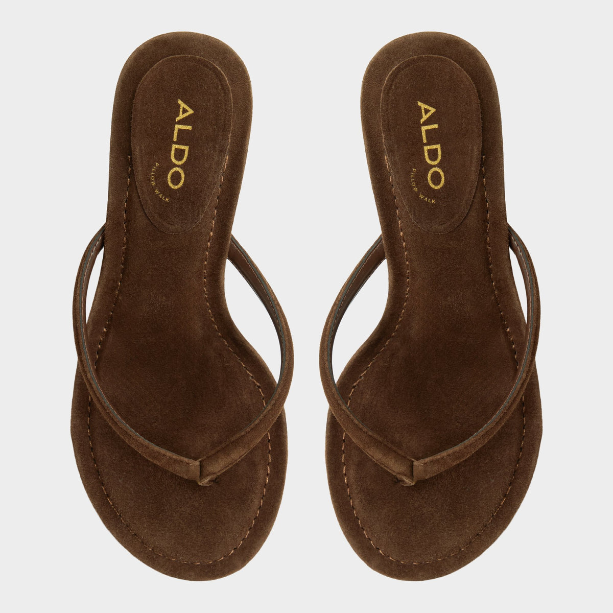 Top-down view of the Dark brown Skipp Heeled flip flop