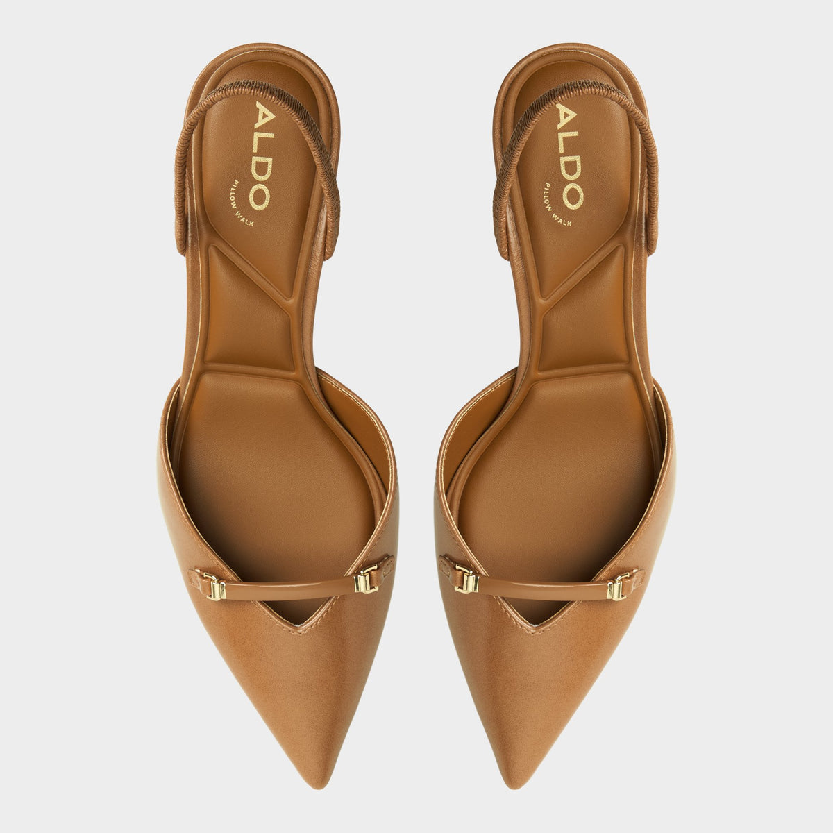 Top-down view of the Tan Nailah Slingback kitten heel