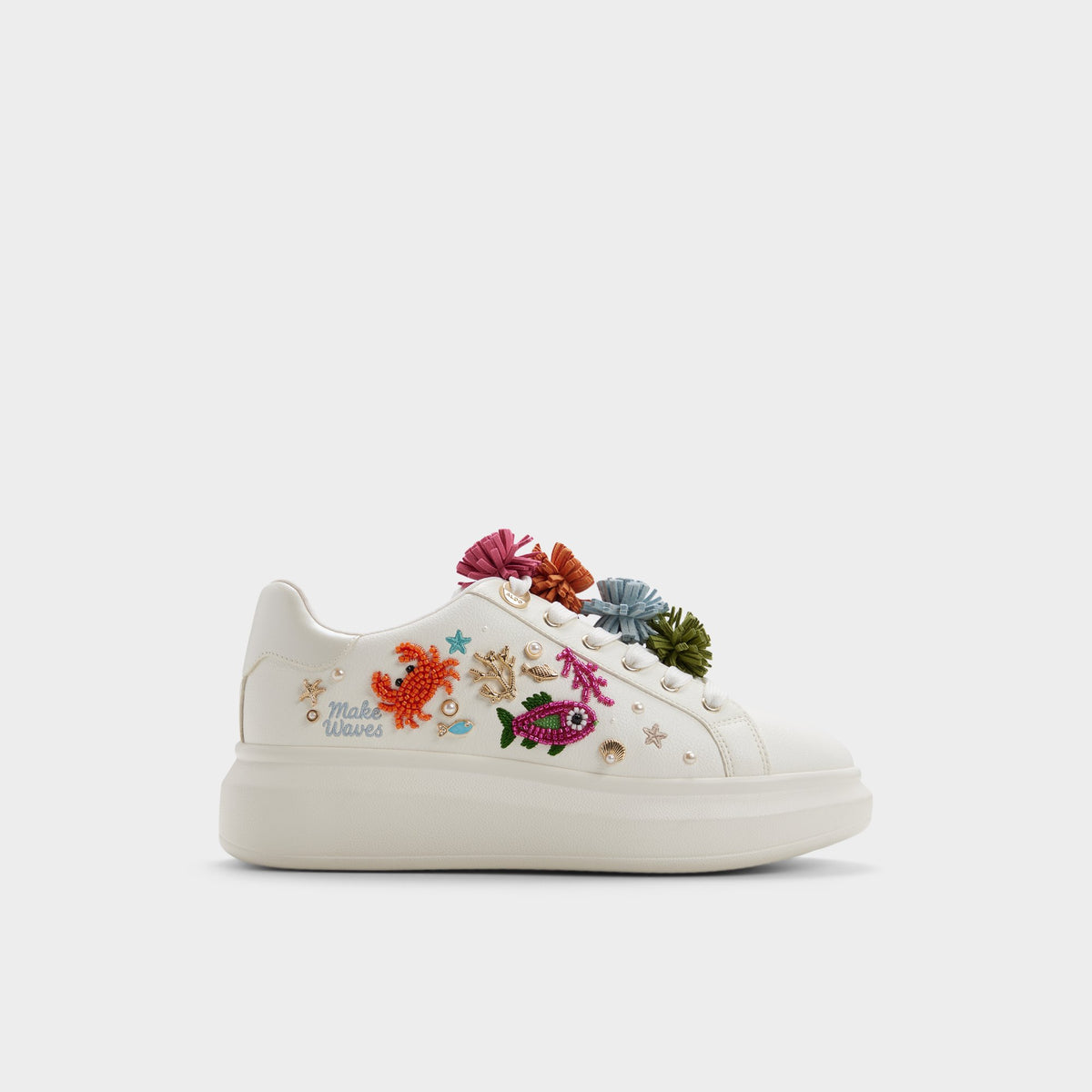 Main View of White combo Underthesea Platform sneaker for Womens