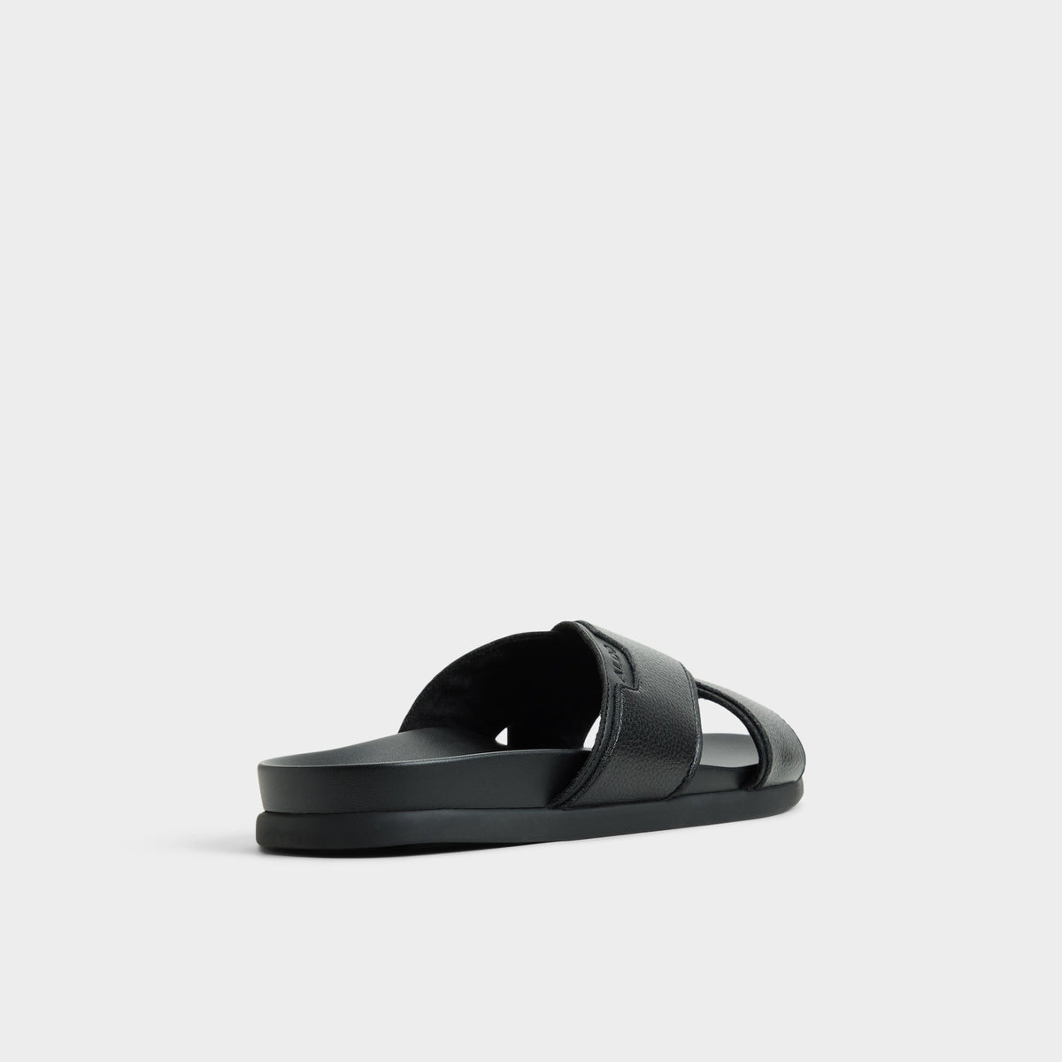 Three-quarter angle of Black Valdez Slide sandal's back side