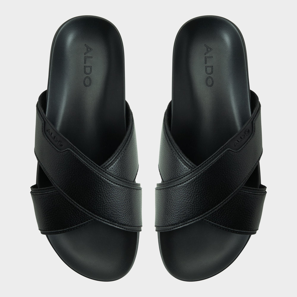 Top-down view of the Black Valdez Slide sandal