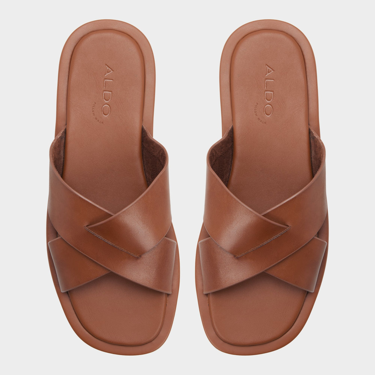 Top-down view of the Cognac Emris Slide sandal