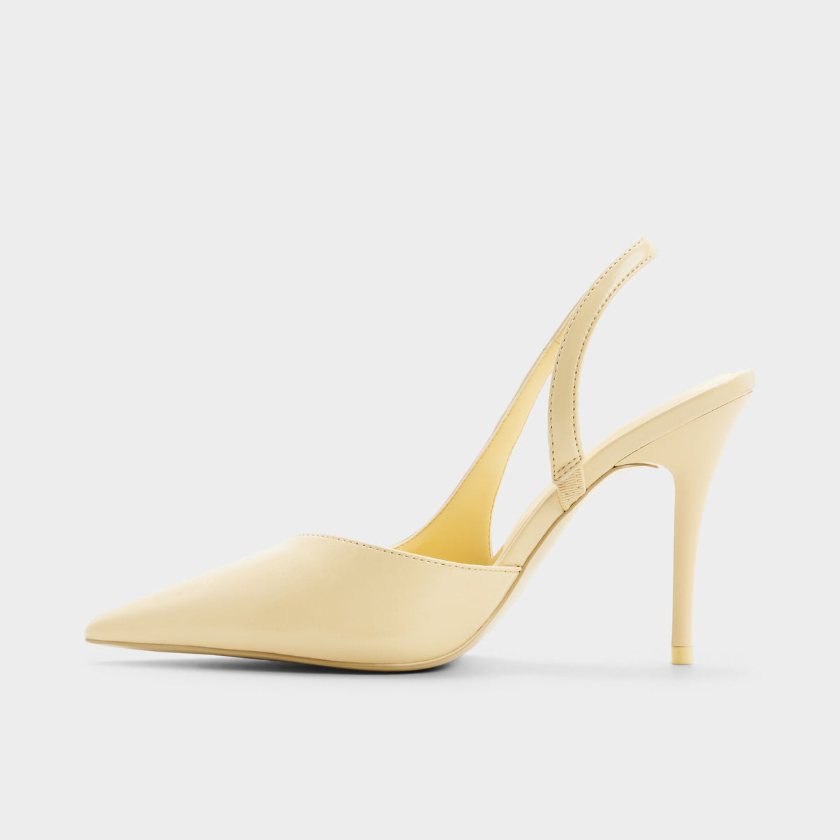 Side view of Light yellow Amilie Slingback heel