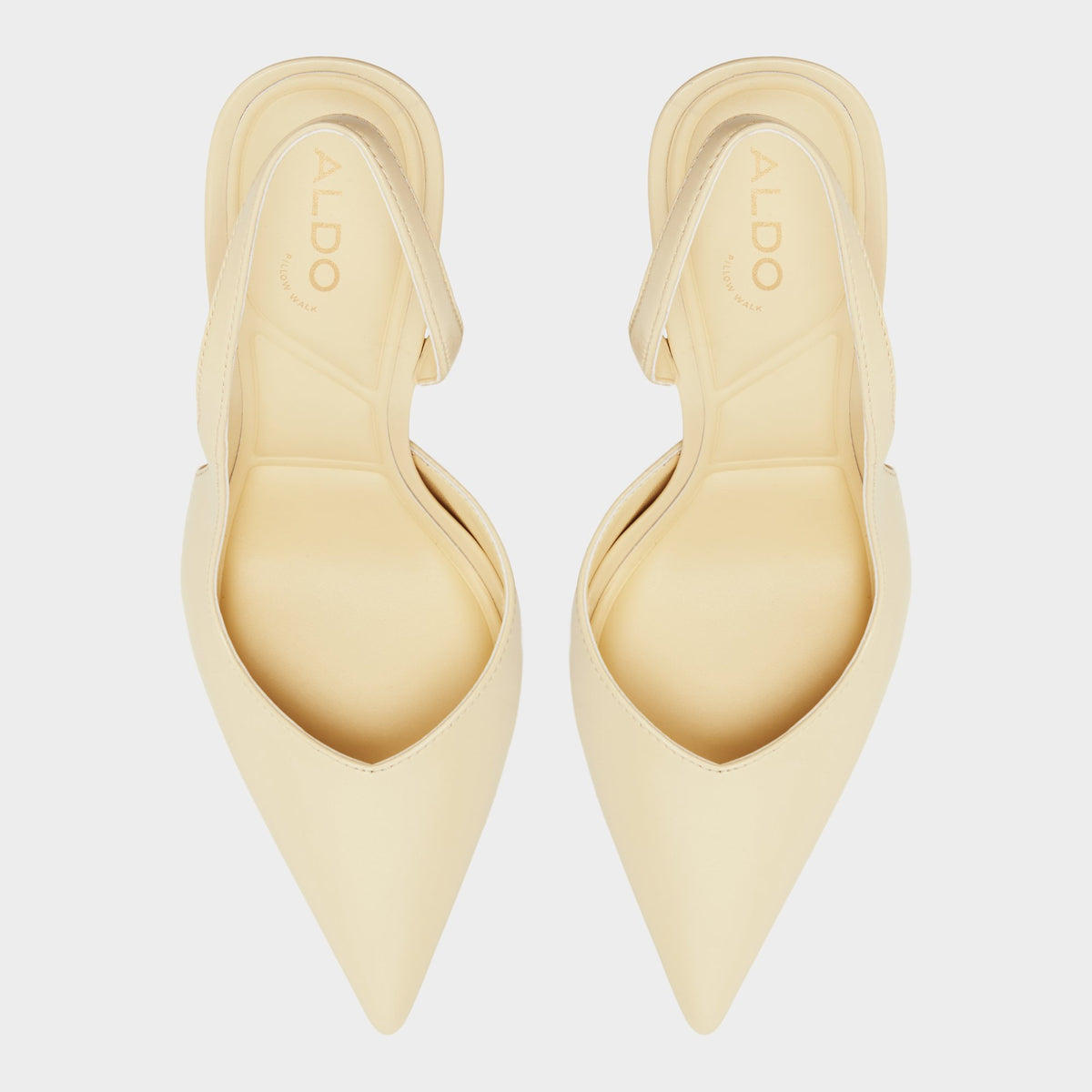 Top-down view of the Light yellow Amilie Slingback heel