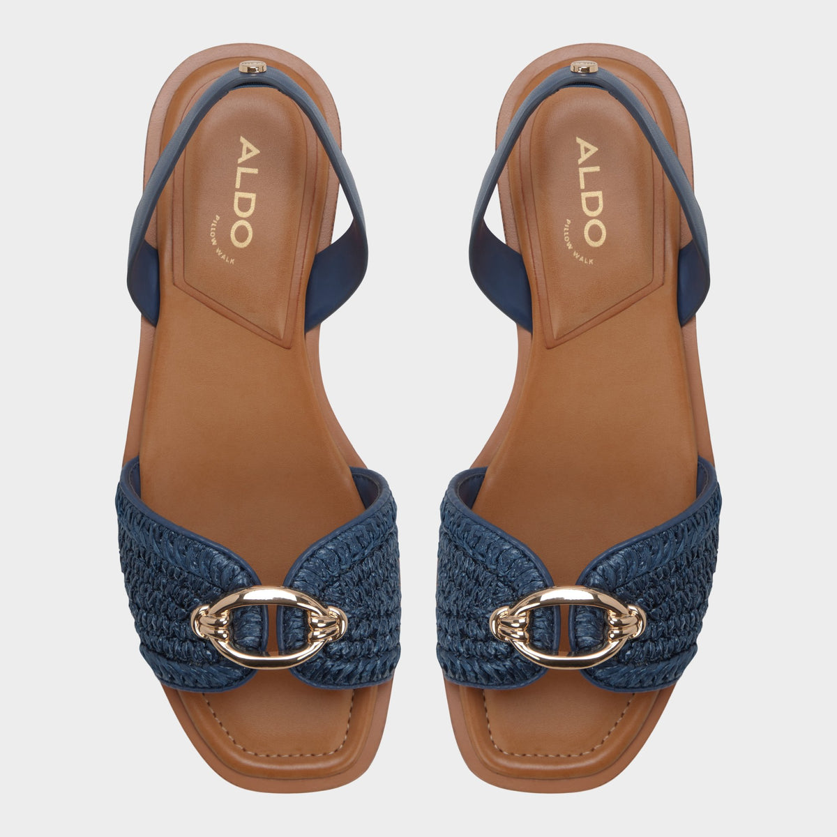 Top-down view of the Navy Calelian Flat sandal