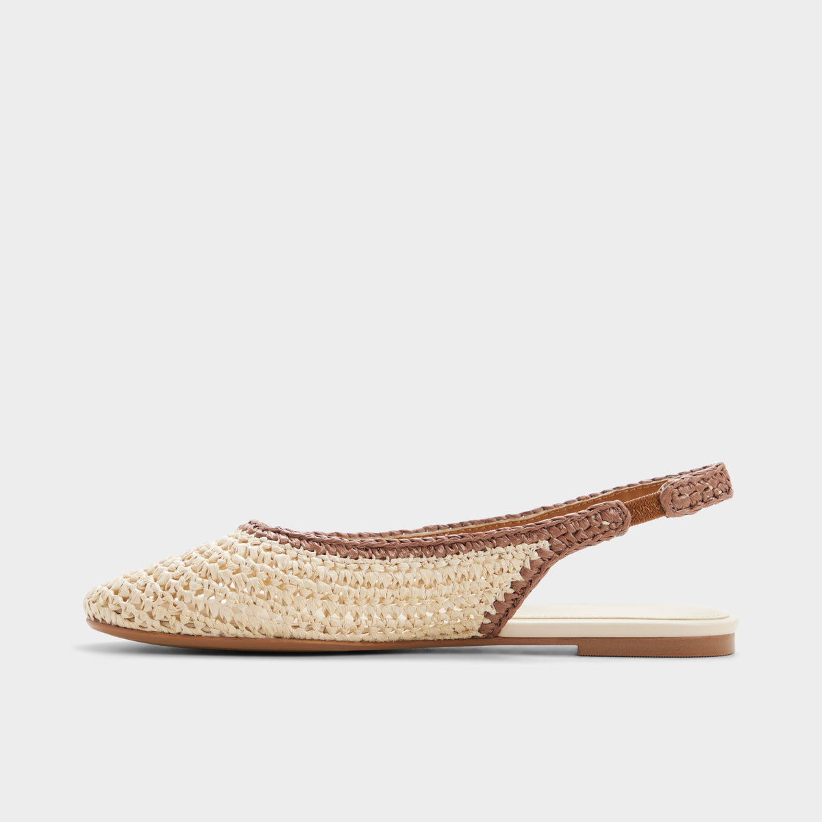Side view of Natural Droplet Slingback ballet flat