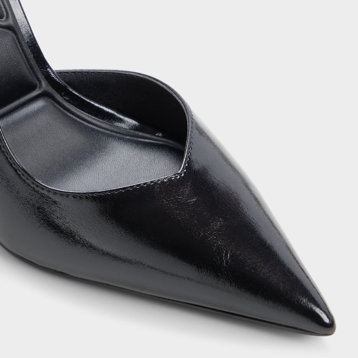 Close-up of the Black Amilie Slingback heel
