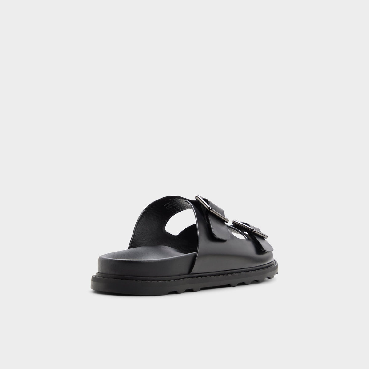 Three-quarter angle of Black Tomos Slide sandal's back side