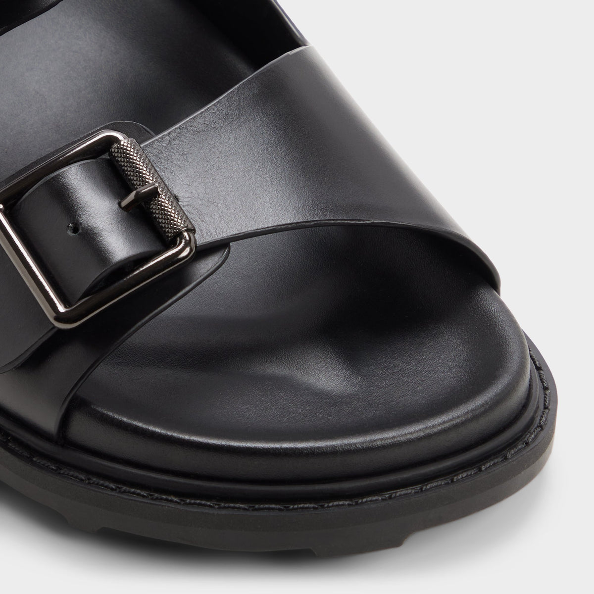 Close-up of the Black Tomos Slide sandal