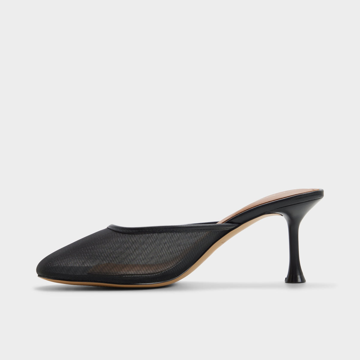 Side view of Black Cristelle Stiletto heel