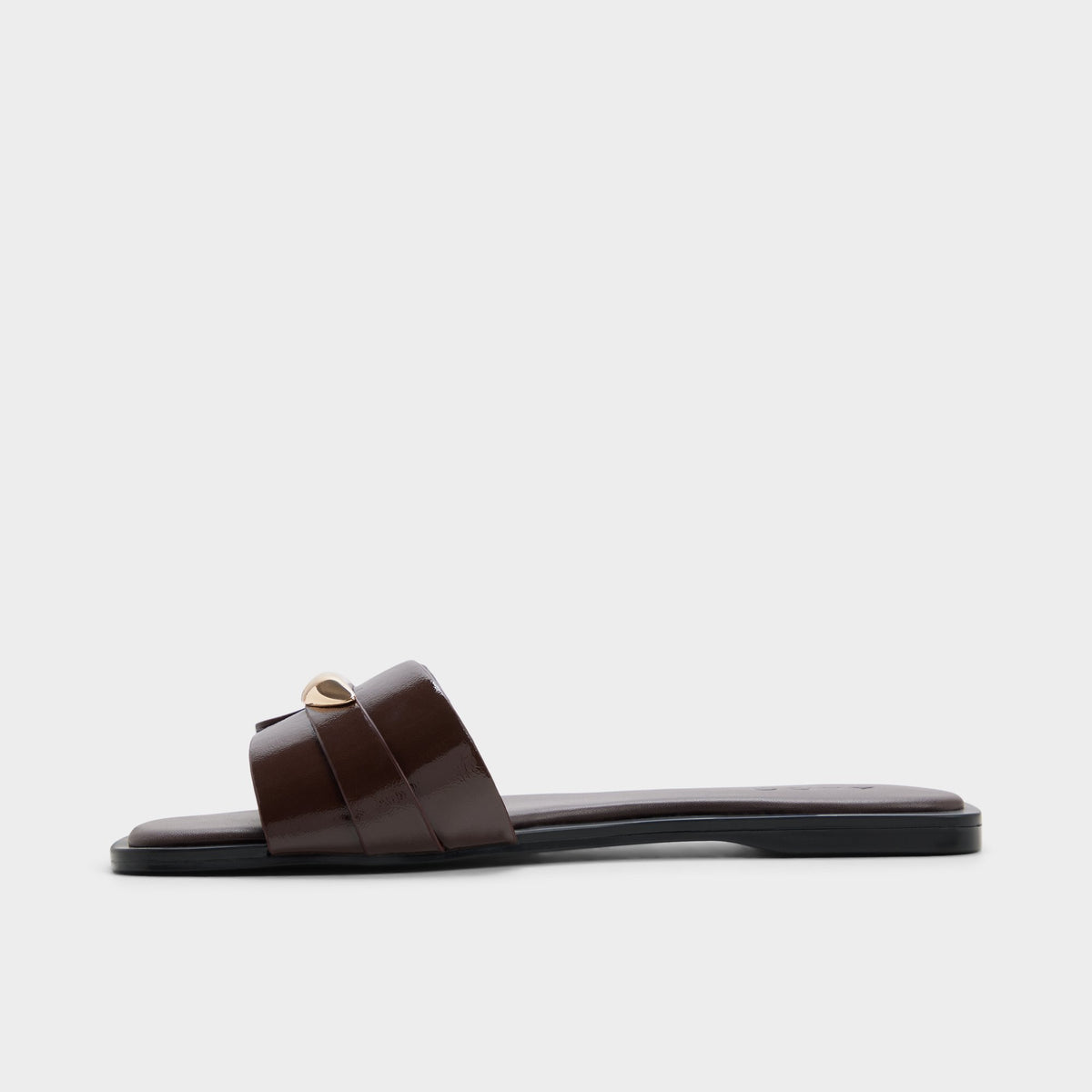 Side view of Dark brown Briela Slide sandal