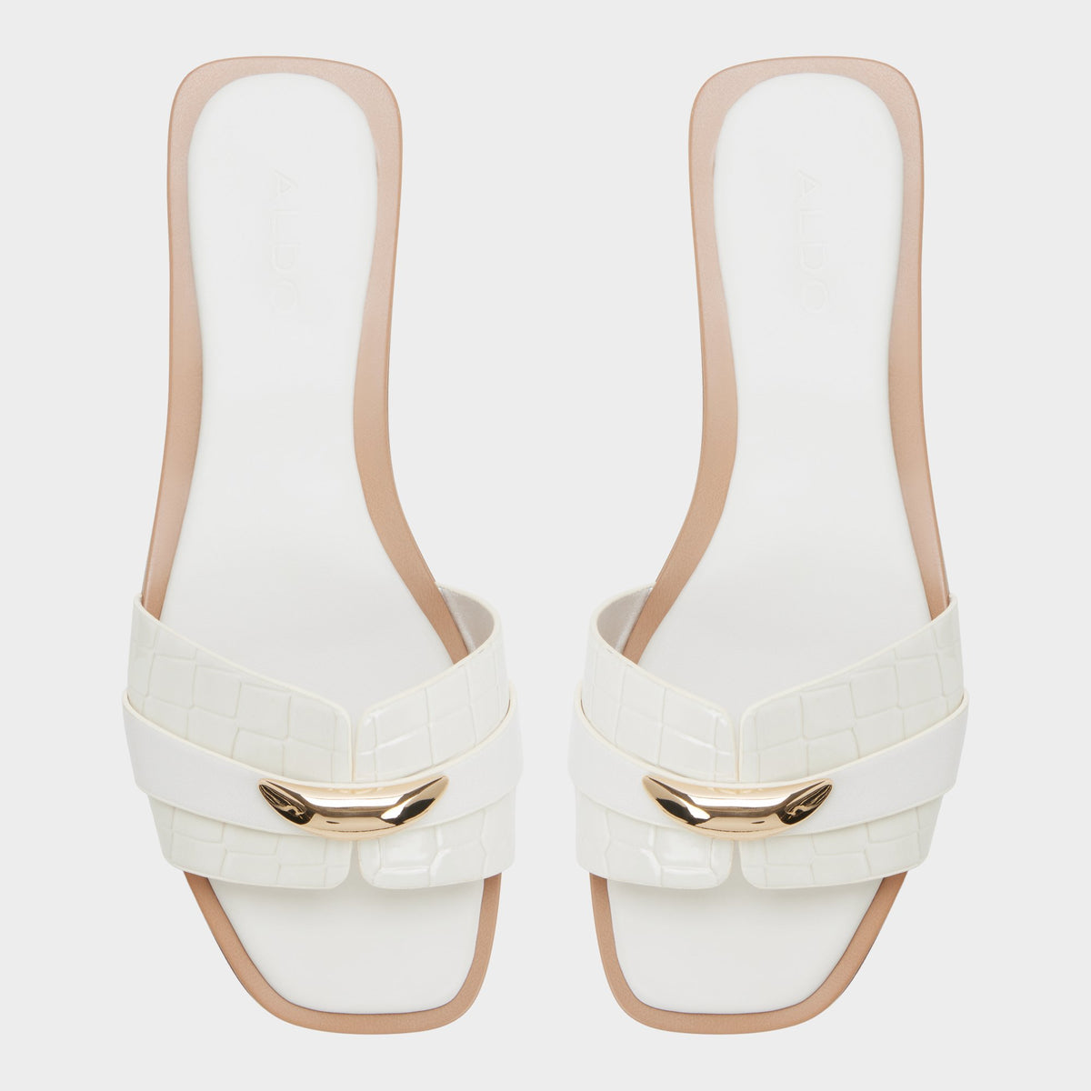 Top-down view of the White/bone Briela Slide sandal