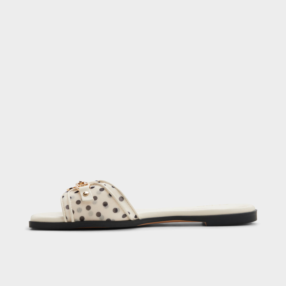 Side view of White/black Alamassi Slide sandal
