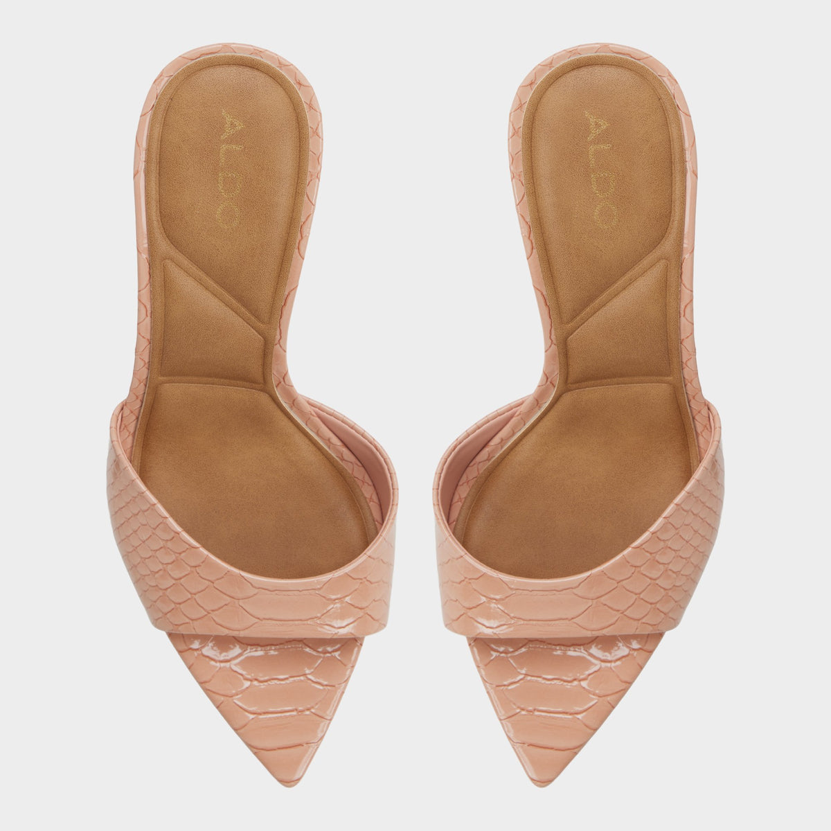Top-down view of the Medium pink Reanna Heeled mule