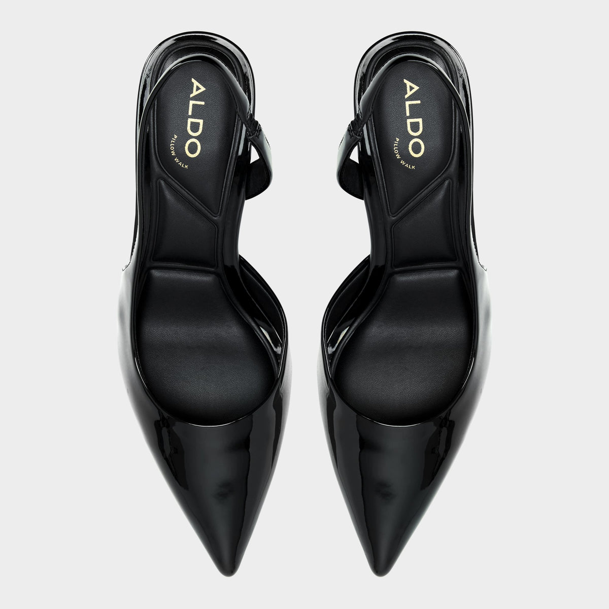 Top-down view of the Black Stessylowsling Slingback kitten heel