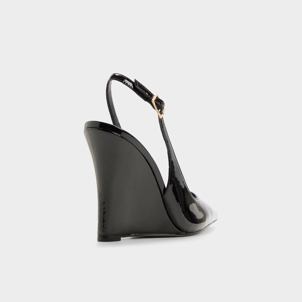 Three-quarter angle of Black Stessywedge Slingback wedge heel's back side