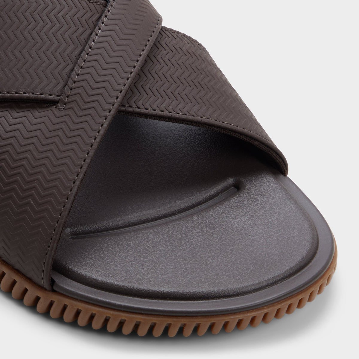 Close-up of the Brown Valmar Slide sandal