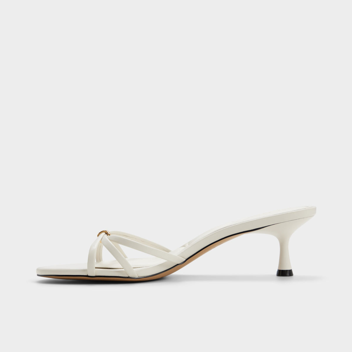 Side view of White/bone Madalyn Heeled mule