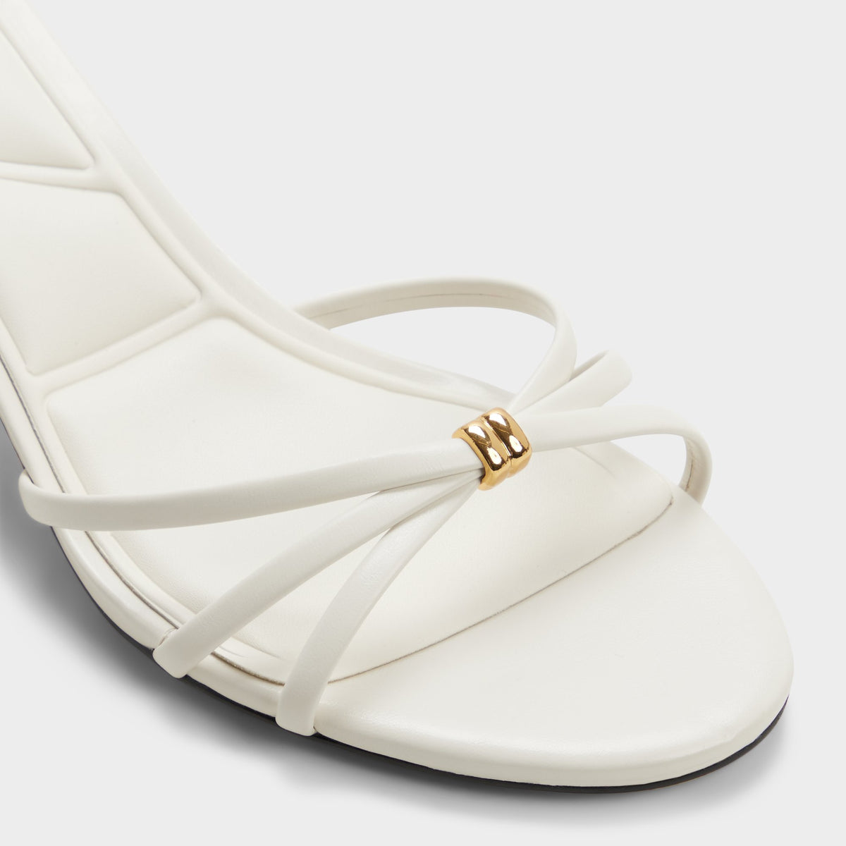 Close-up of the White/bone Madalyn Heeled mule