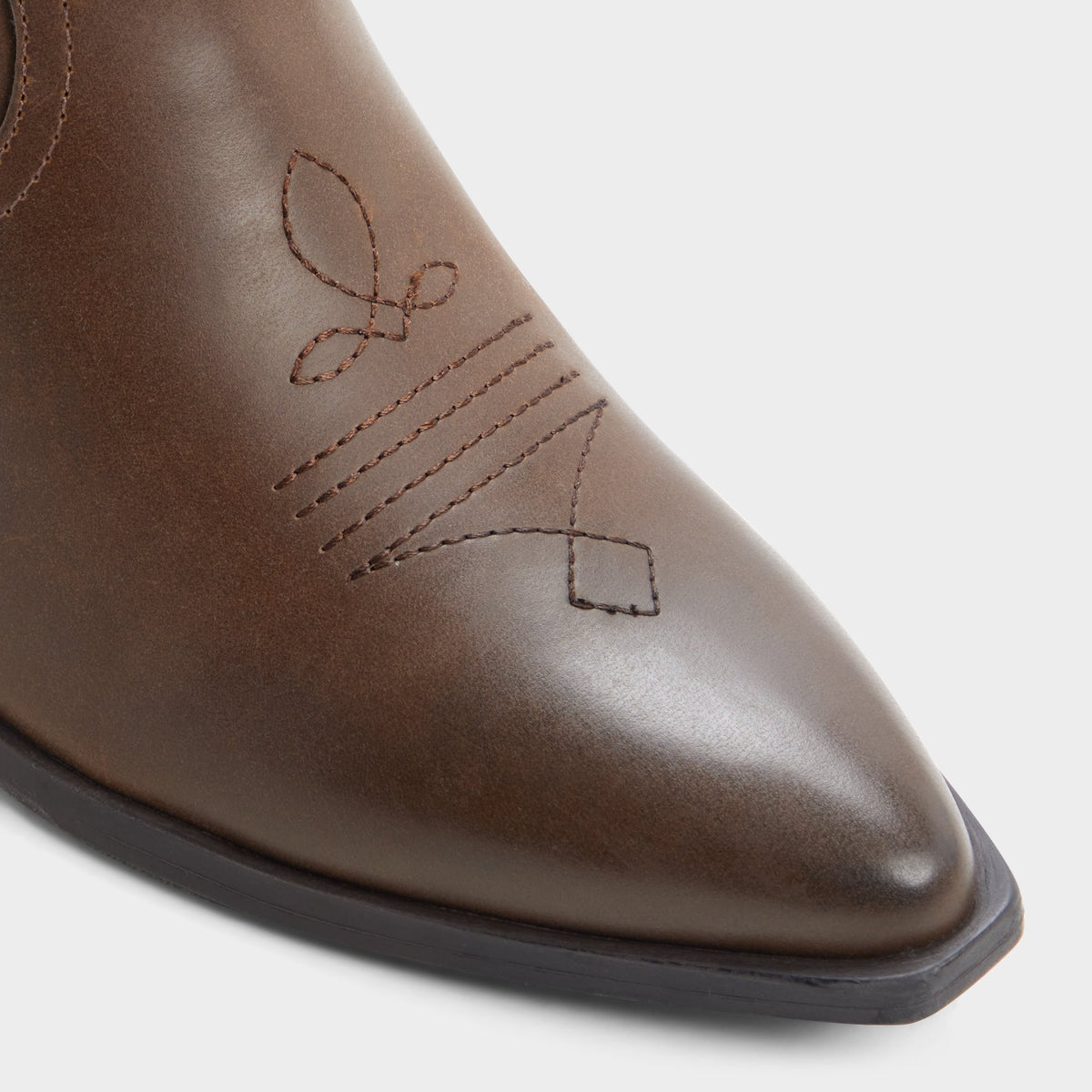 Close-up of the Dark brown Nebraska Mid-calf western boot