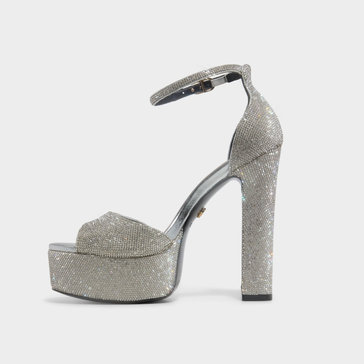Vue latérale de Argent ZUHAIR MURAD x ALDO Sandale Plateforme
