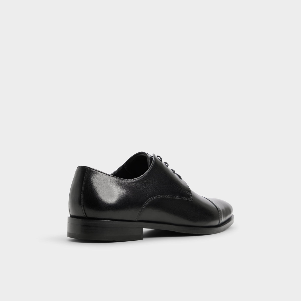 Three-quarter angle of Black Antico Derby shoe's back side