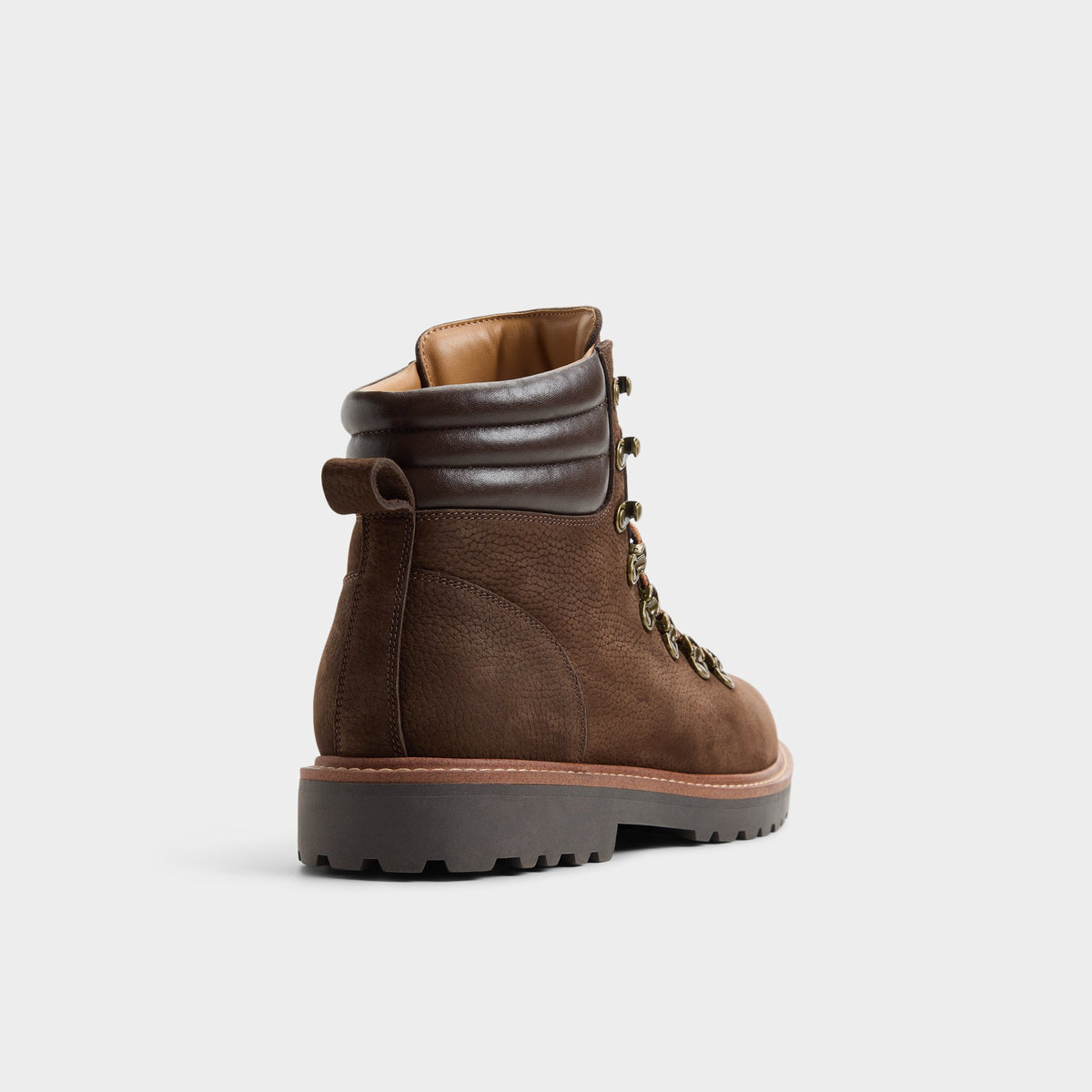 Three-quarter angle of Dark brown Joshie Hiking boot's back side