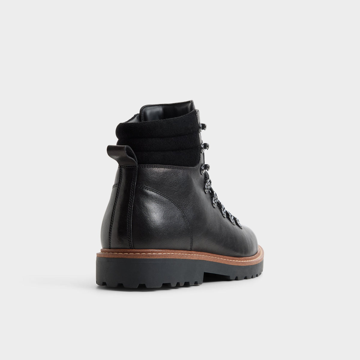 Three-quarter angle of Black Joshie Hiking boot's back side