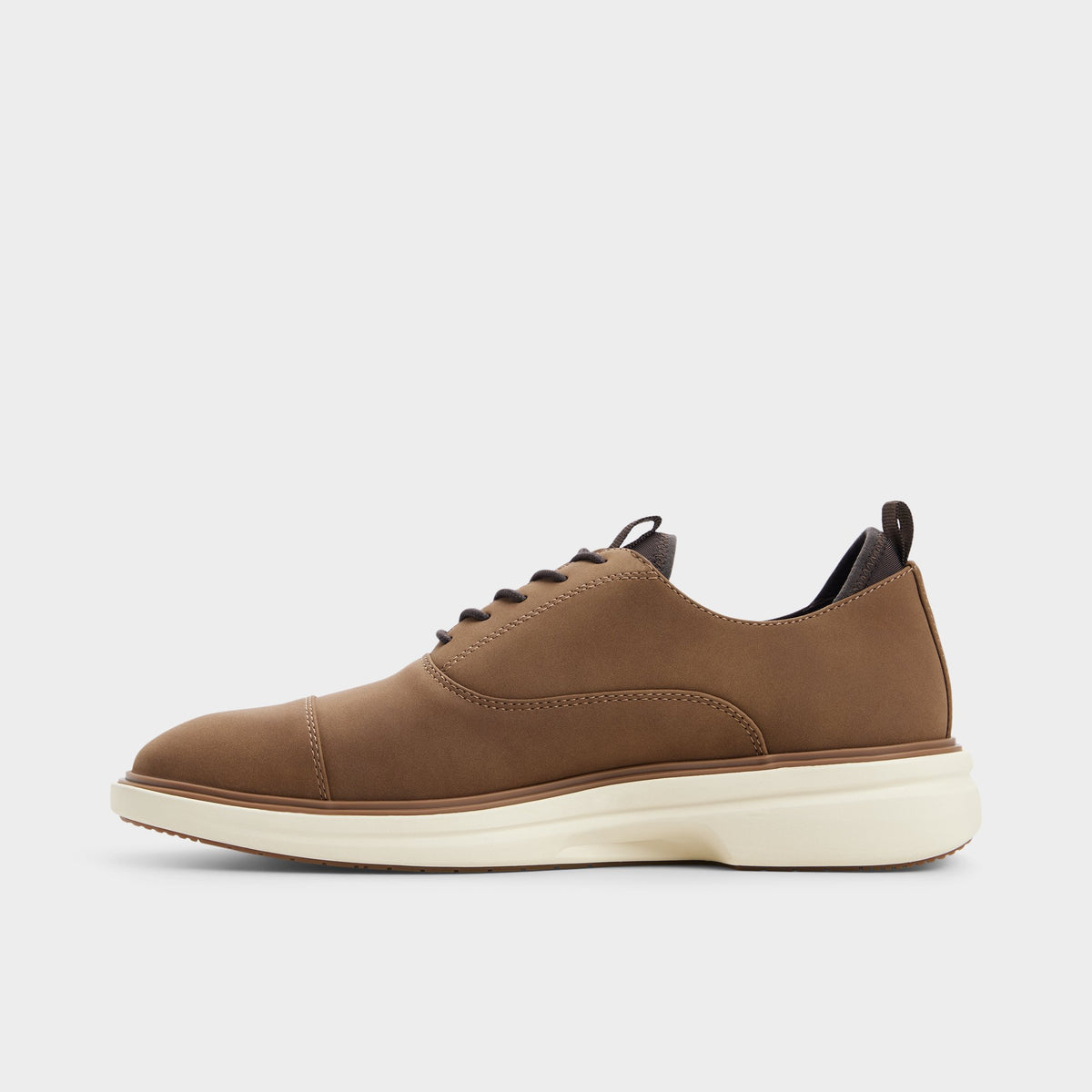 Side view of Taupe Eller Oxford shoe