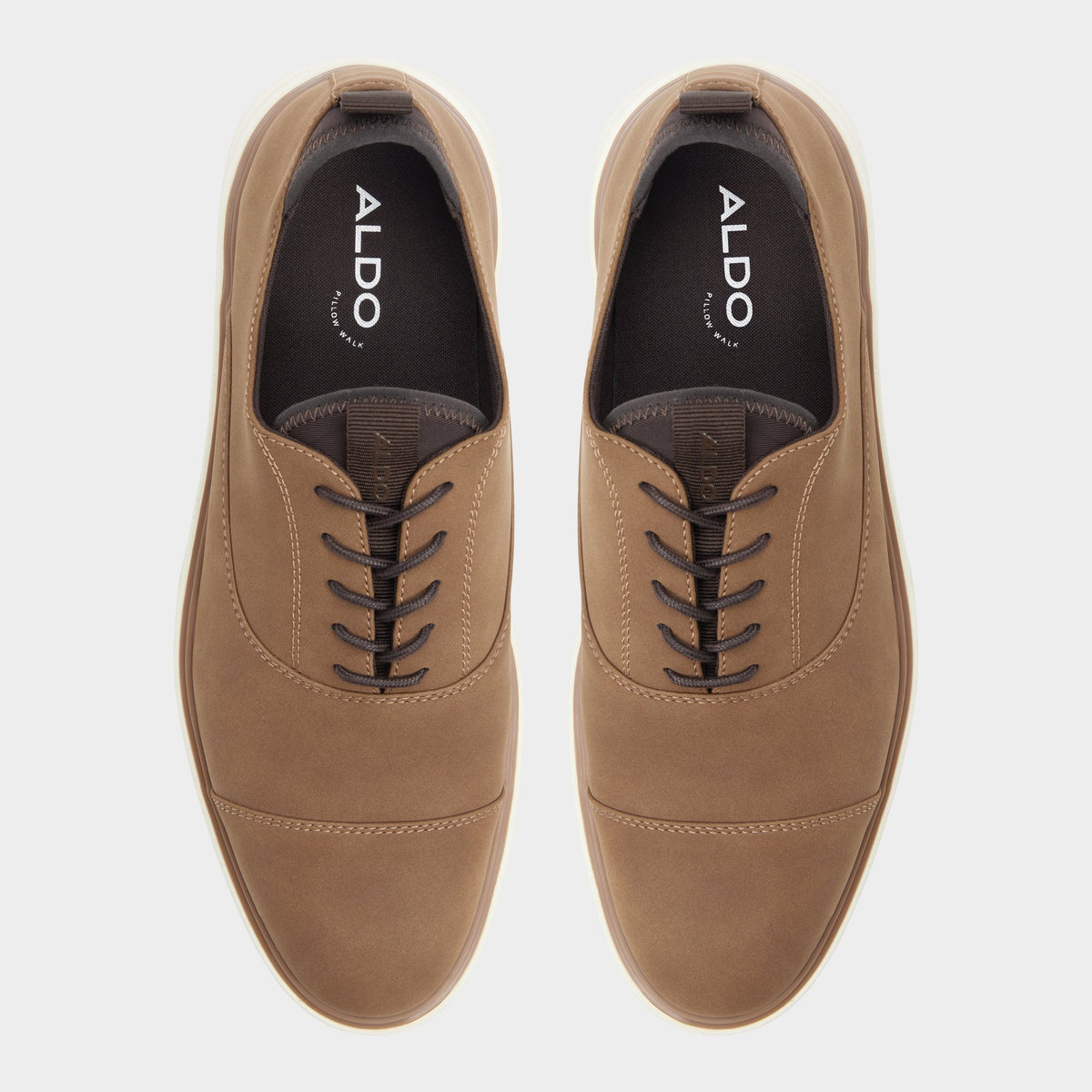 Top-down view of the Taupe Eller Oxford shoe