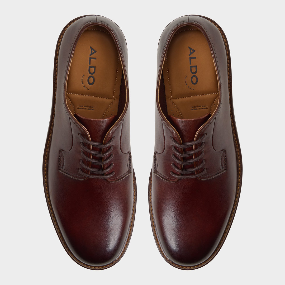 Top-down view of the Open brown Sorento Derby shoe