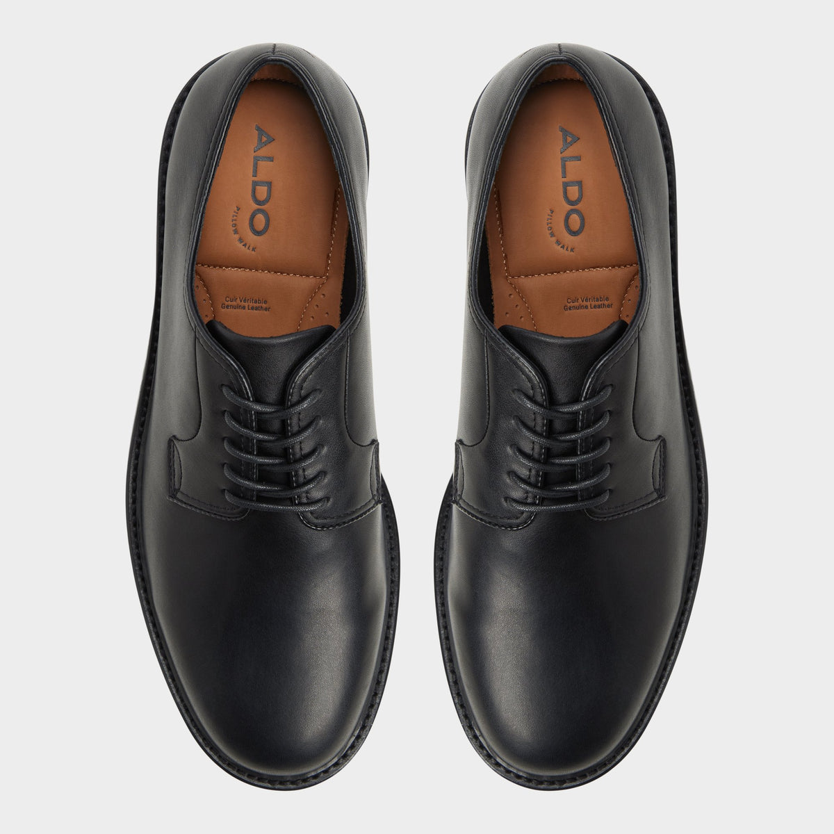 Top-down view of the Black Sorento Derby shoe