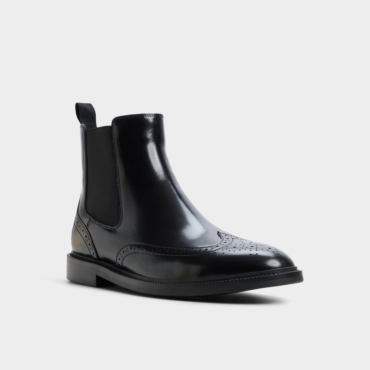Three-quarter angle of Black Holtz Chelsea boot's front side