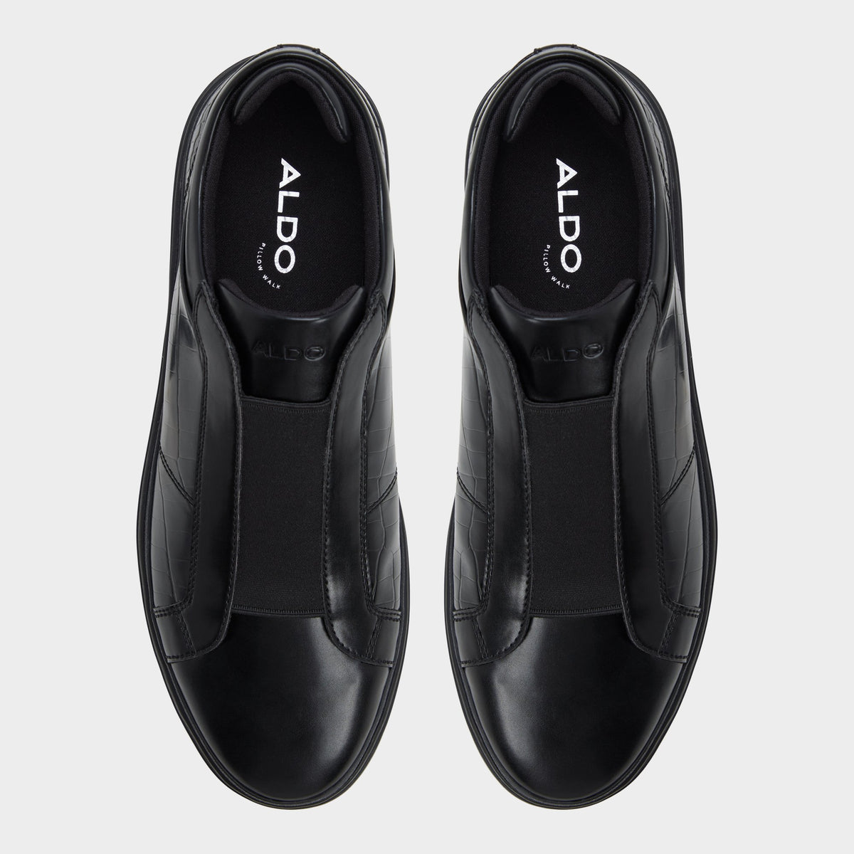 Top-down view of the Black/black Aros Slip-on sneaker