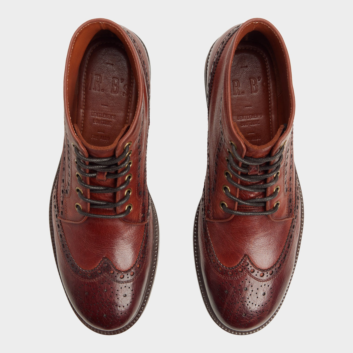 Top-down view of the Brown Colombo Brogue ankle boot