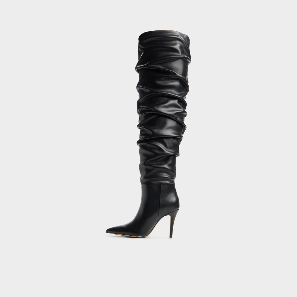 Side view of Other black Holiis Stiletto heel knee-high boot