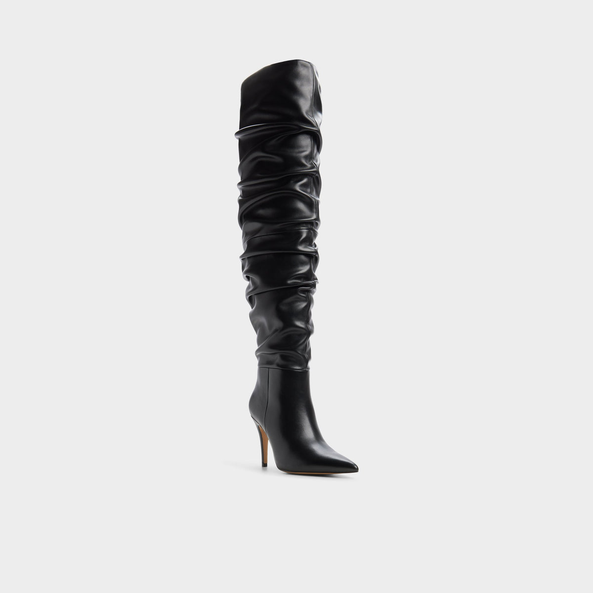 Three-quarter angle of Other black Holiis Stiletto heel knee-high boot's front side