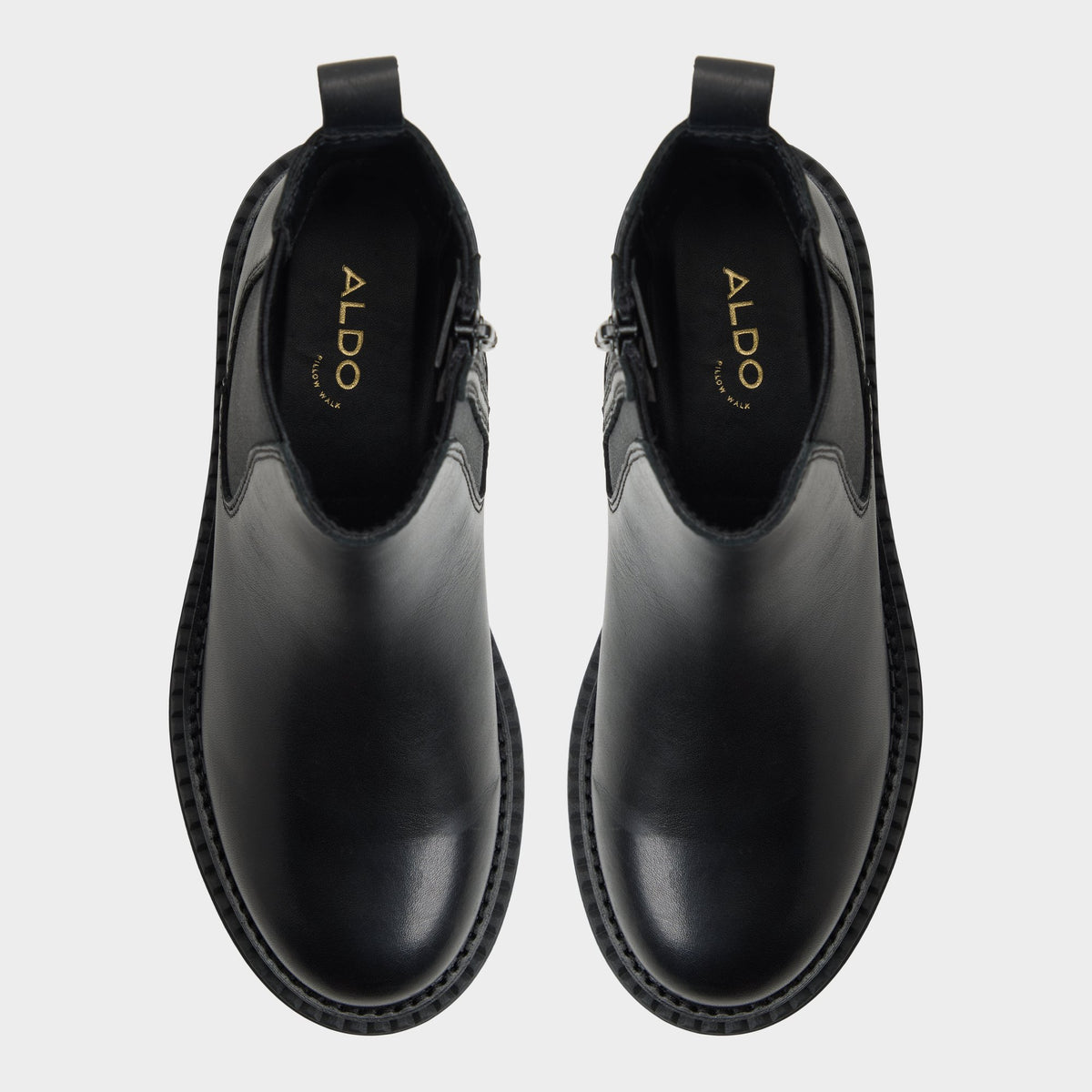 Top-down view of the Black Bestino Lug sole Chelsea boot