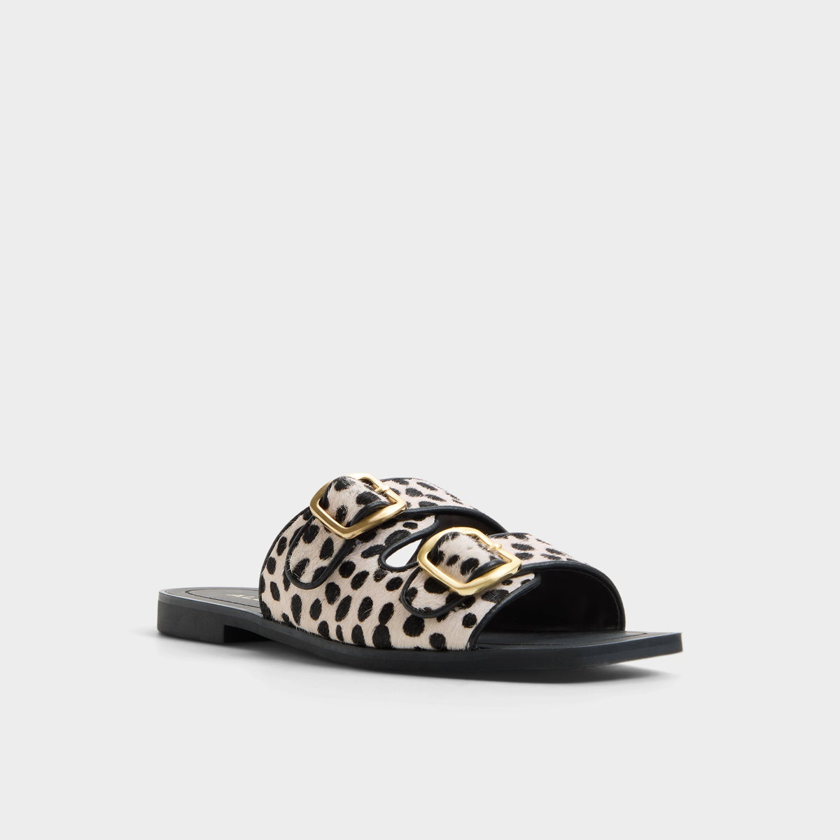 Three-quarter angle of Cream multi Oria Slide sandal's front side