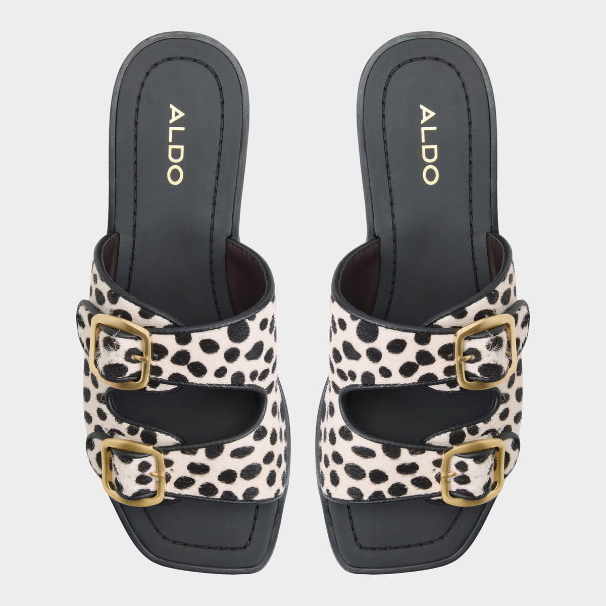 Top-down view of the Cream multi Oria Slide sandal
