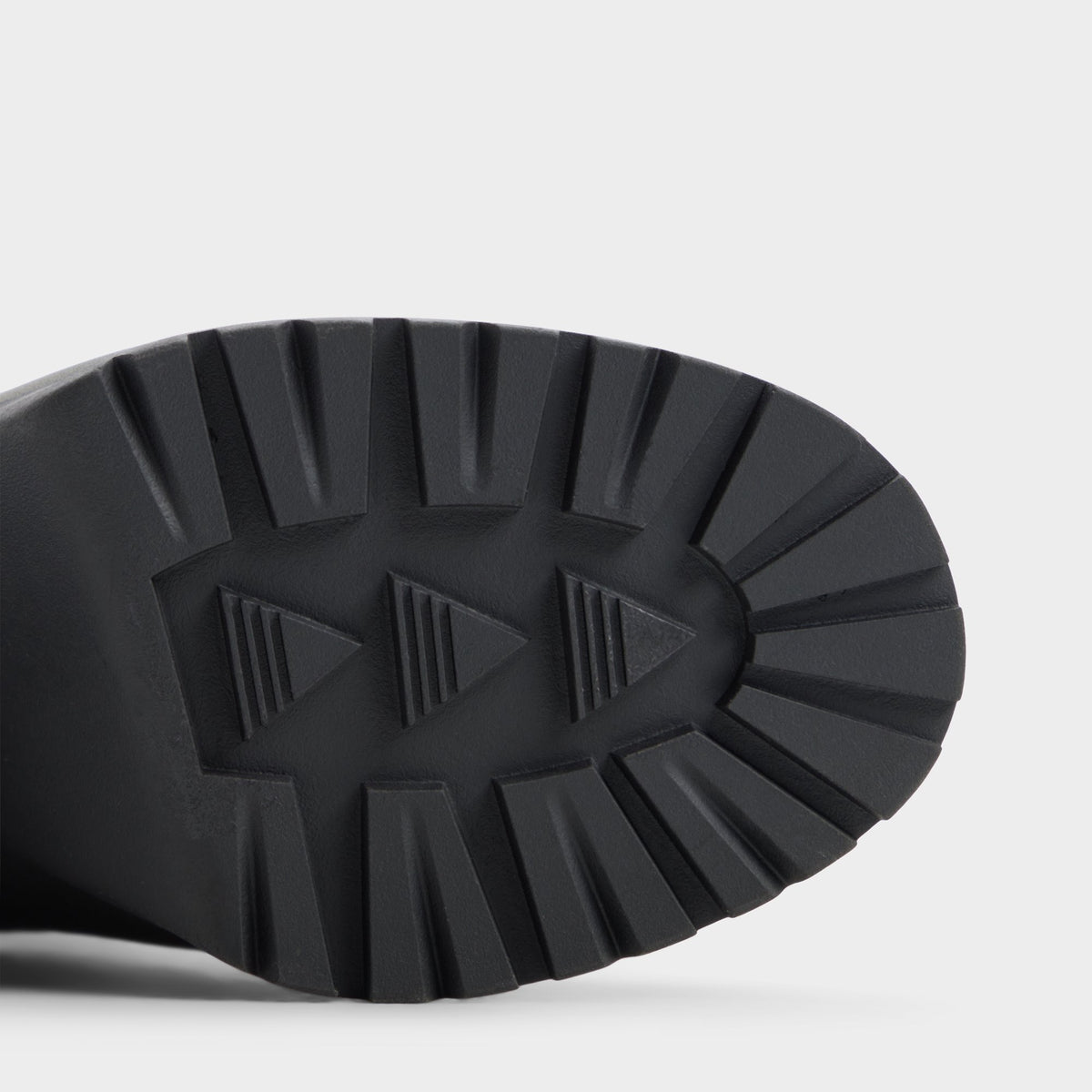 Close-up of the Dark grey Bold Lug sole ankle boot