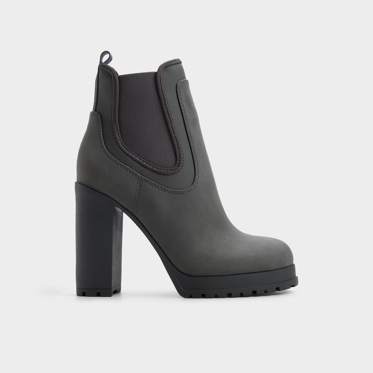 Main View of Dark grey Bold Lug sole ankle boot for Womens