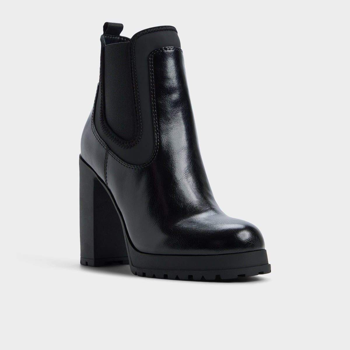 Three-quarter angle of Other black Bold Lug sole ankle boot's back side