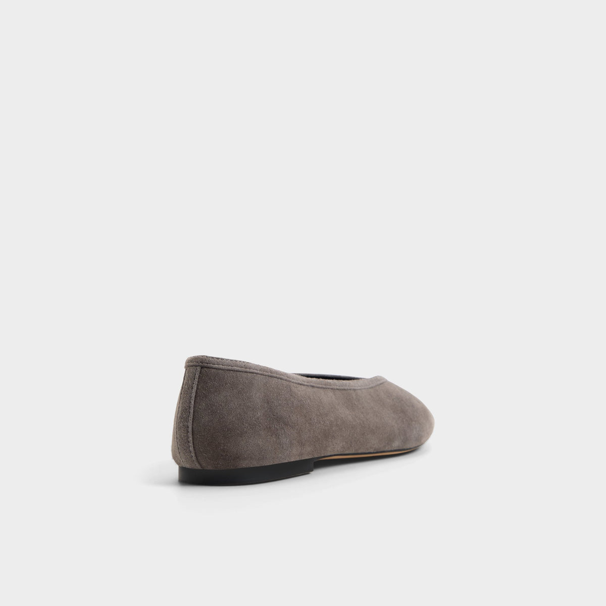 Three-quarter angle of Medium grey Ayrah Ballet flat's back side
