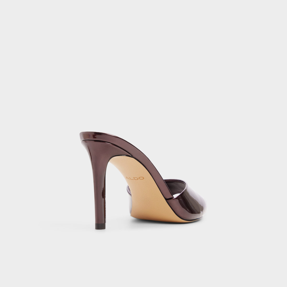 Three-quarter angle of Medium brown Anniebrilden Heeled mule's back side