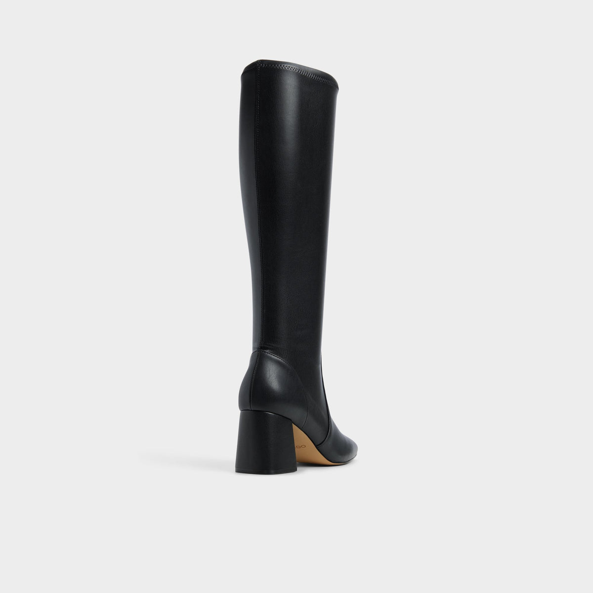 Three-quarter angle of Black Yura-wc Wide calf knee-high boot's back side