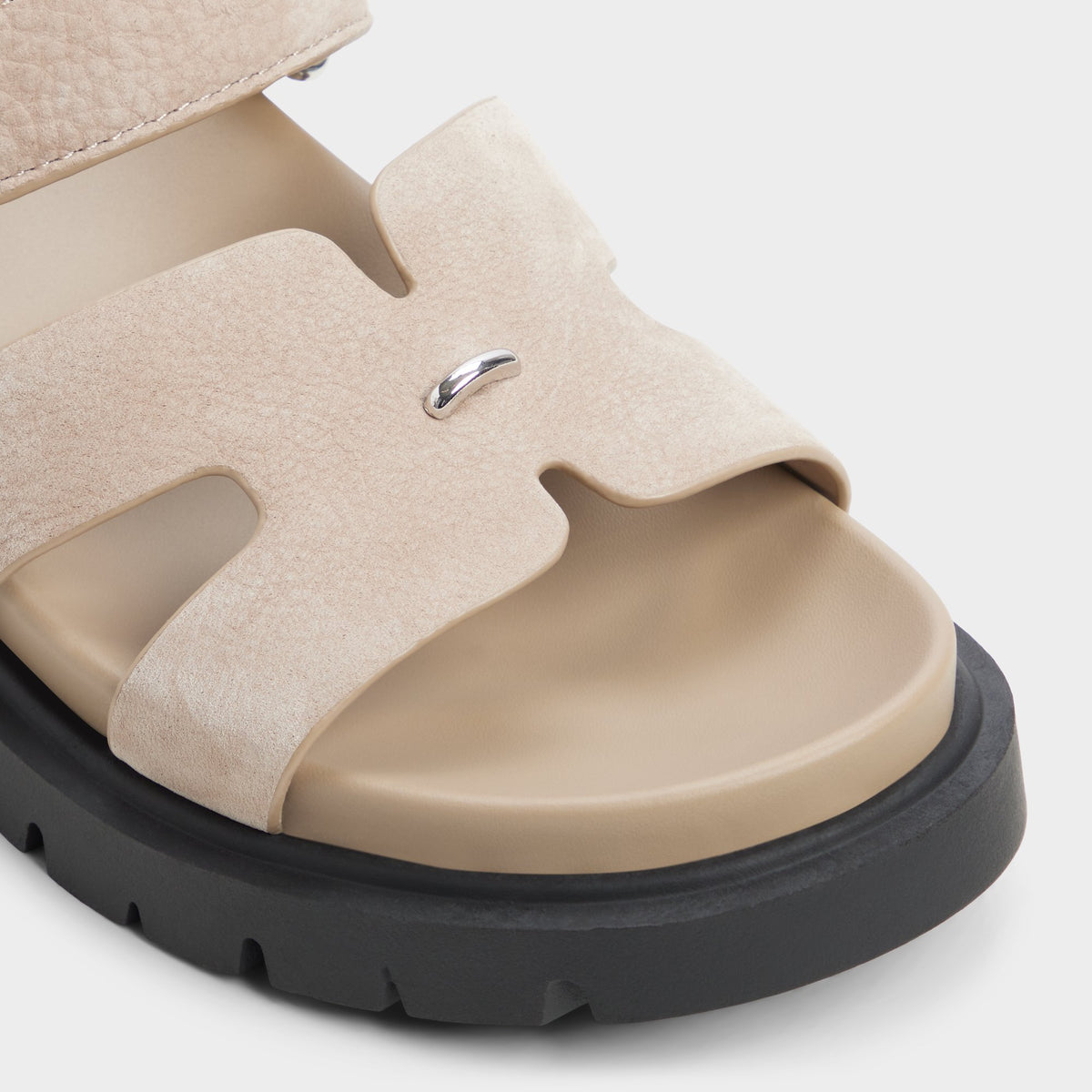 Close-up of the Taupe Marys Footbed sandal