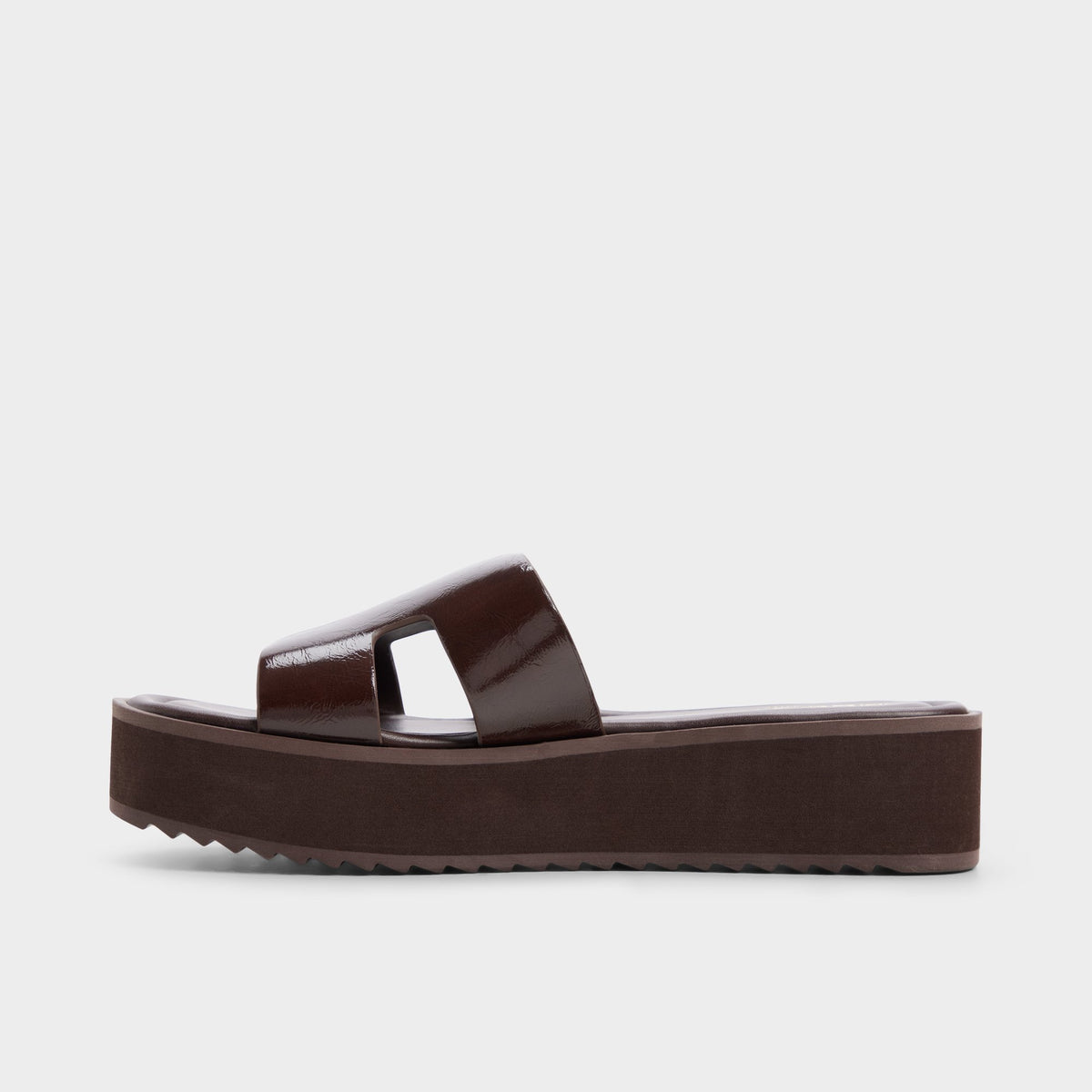 Side view of Dark brown Anayelie Slide sandal